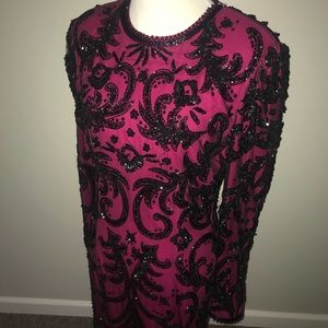 Vintage 80s NiteLine fabulous beaded silk dress